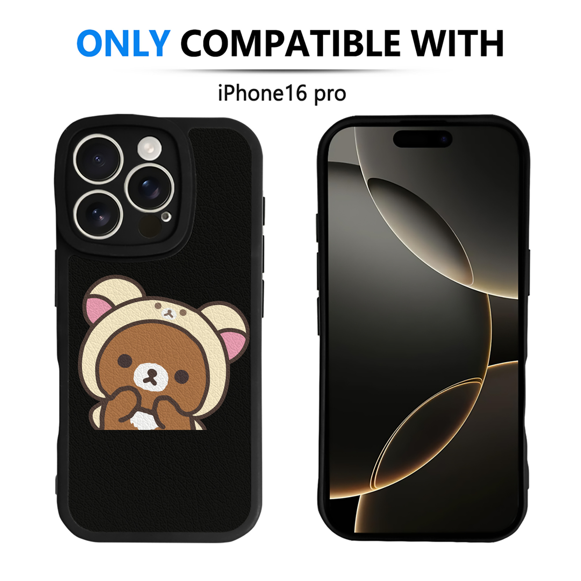 （画像用） リラックマ リラックマ キイロイトリ Rilakkuma Korilakkuma Kiiroitori 【iPhone 16シリーズ対応】シリコンスマホケース（レザー調） 材質：シリコン